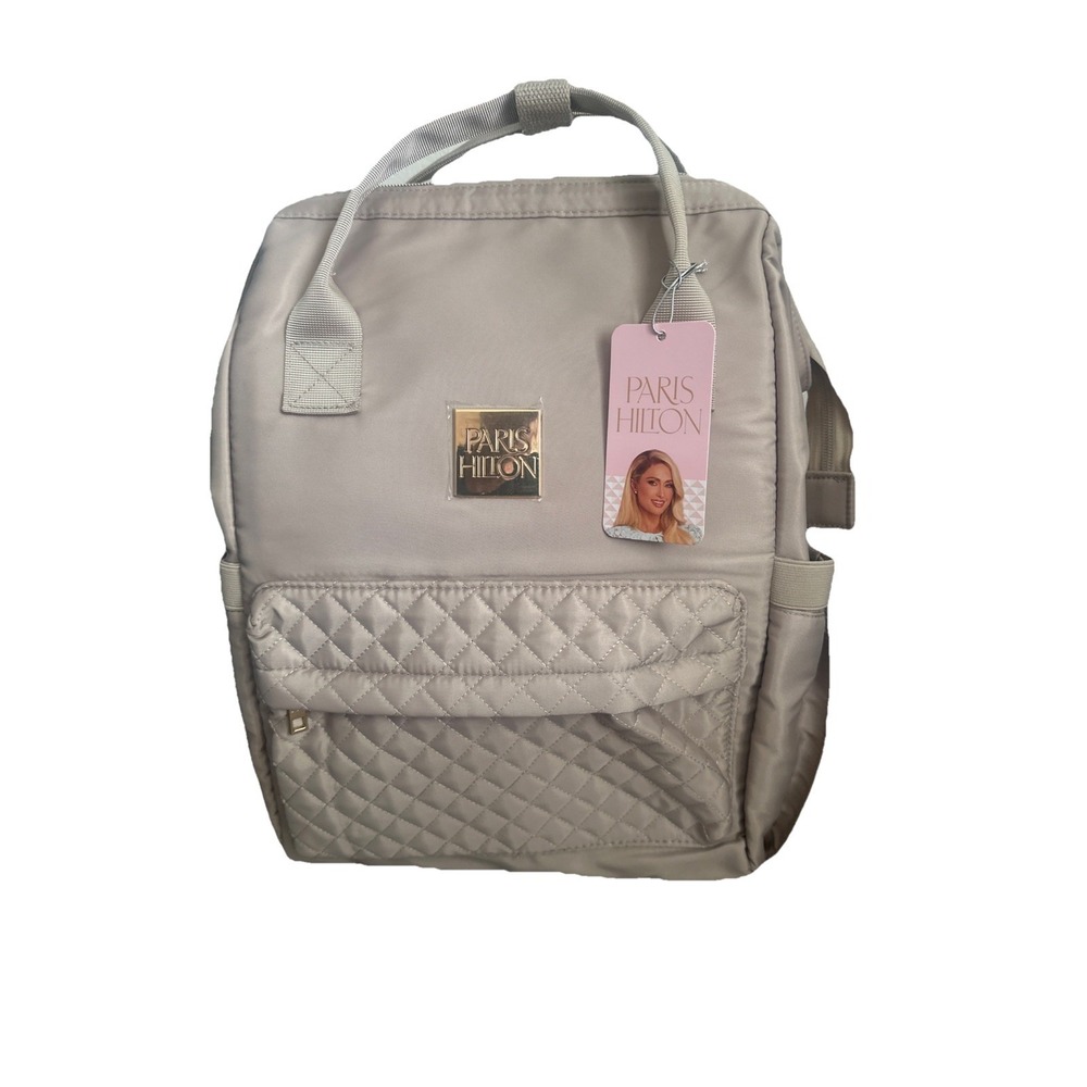 Paris Hilton Beige Quilted Backpack/ Laptop Bag Womens Double Handle Bag NWT